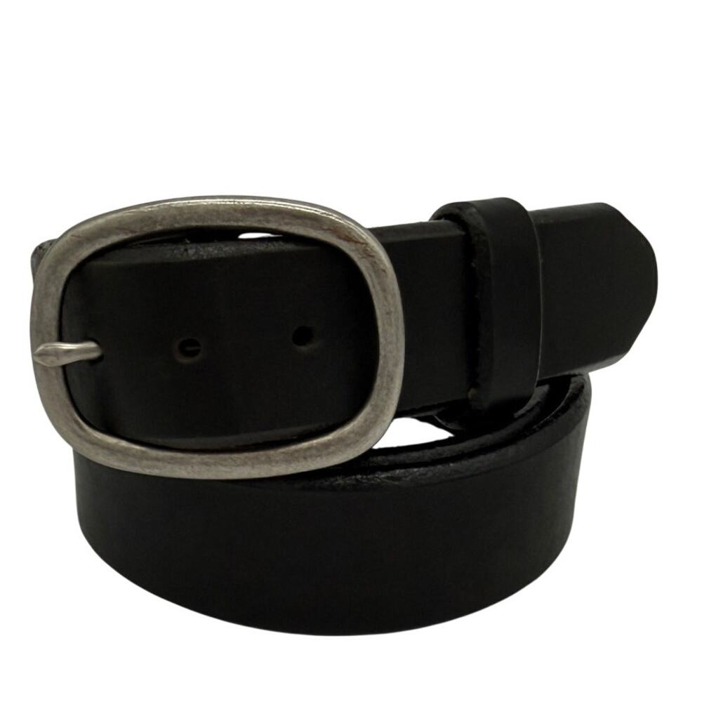 Duluth Trading Co Leather Belt Black Solid Brass Buckle Made in USA Workwear